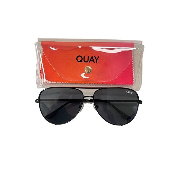 Quay Australia High Key Black Smoke Aviator Sunglasses - Picture 1 of 9